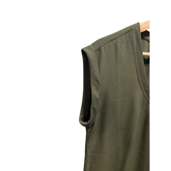 J.Crew Chiffon Sleeveless Camisole Top Olive Green Size 6 Minimalist Fall Career - Picture 7 of 10